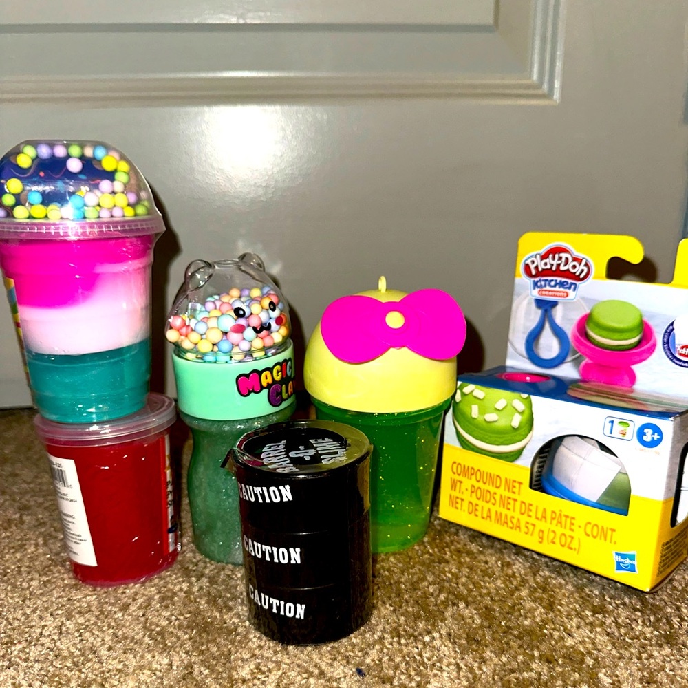Slime Glitter Water Clay Macaroon Shimmer Squishy Mix Ins Add Ins Bundle Lot 6pc